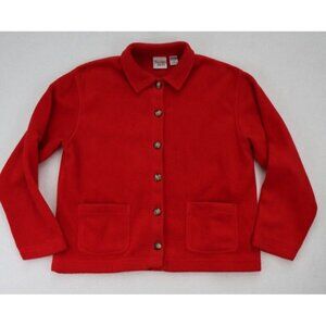Baxter & Wells Women's Fleece Jacket Size M Red Button Classic